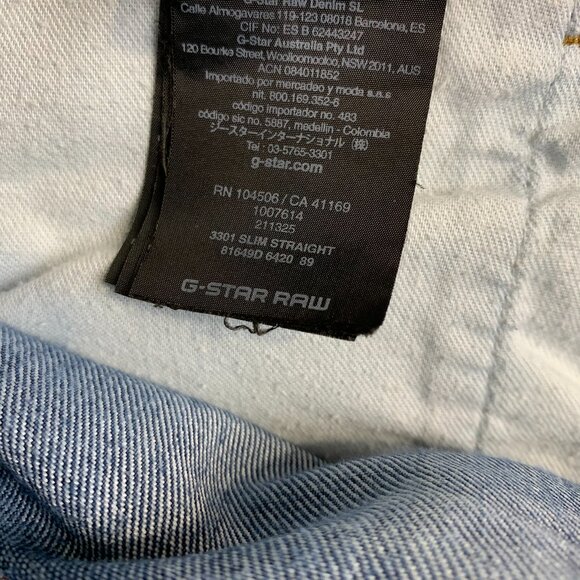 G Star Mens Pants 32 Blue Denim Jeans 3301 Slim Straight Faded Streetwear 32x29 - Picture 7 of 12